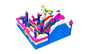 슬라이드 점프 하우스 바운스 콤보가 있는 새로운 다채로운 유니콘 테마 풍선 재미있는 도시 풍선 경비원