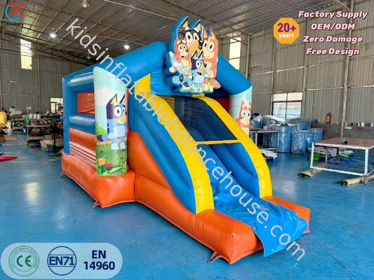 Commercial Bluey Themed Inflatable Bounce House with Slide Kids Party Bouncy Castle