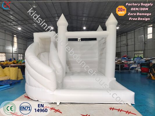 상업용 순백색 풍선 웨딩 바운스 성 슬라이드 포함 PVC 파티용